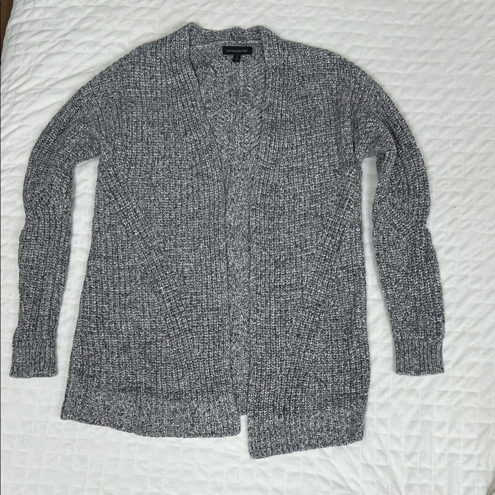 Banana Republic Gray Marled Open-Front Knit Cardigan